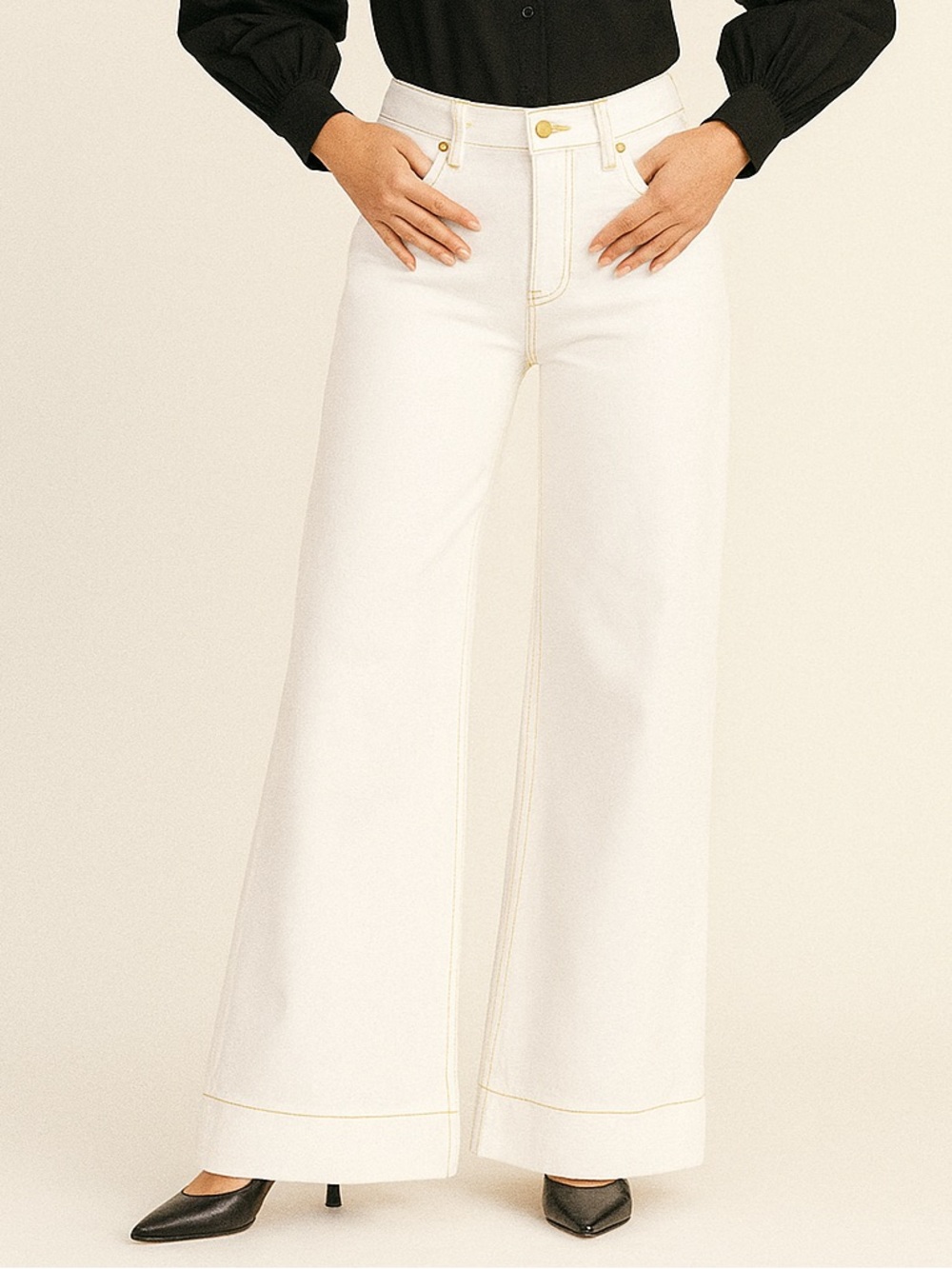 Derek Lam 10 Crosby High Rise| Super Wide Leg White Denim Pants – Size 26